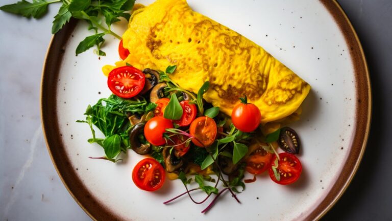 A vegan omelette made with egg substitutes